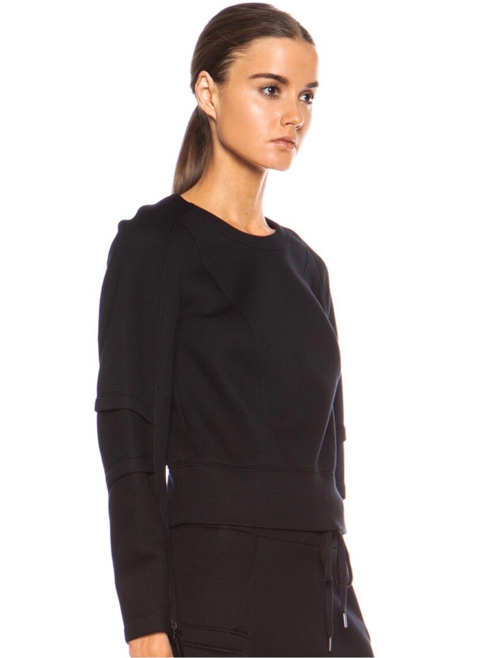 Helmut Lang Light Gray Neoprene like Sponge Fleece Zip-Cuff Crewneck Sweatshirt - Picture 15 of 16